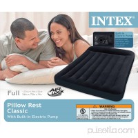 Intex Classic Inflatable Full Air Mattress Bed With Built-In Pillow Rest + Pump   